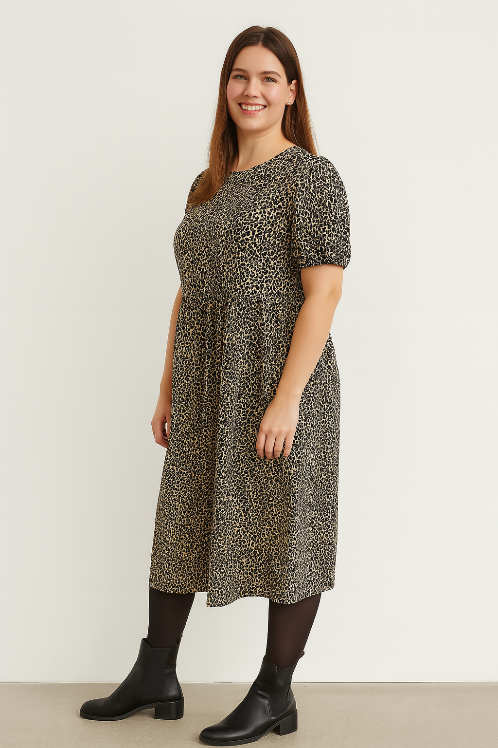 Lily - Textured puff sleeve dress