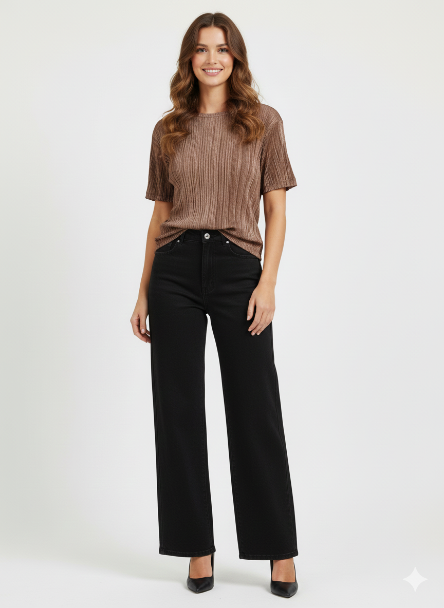 Tally metallic plisse tee