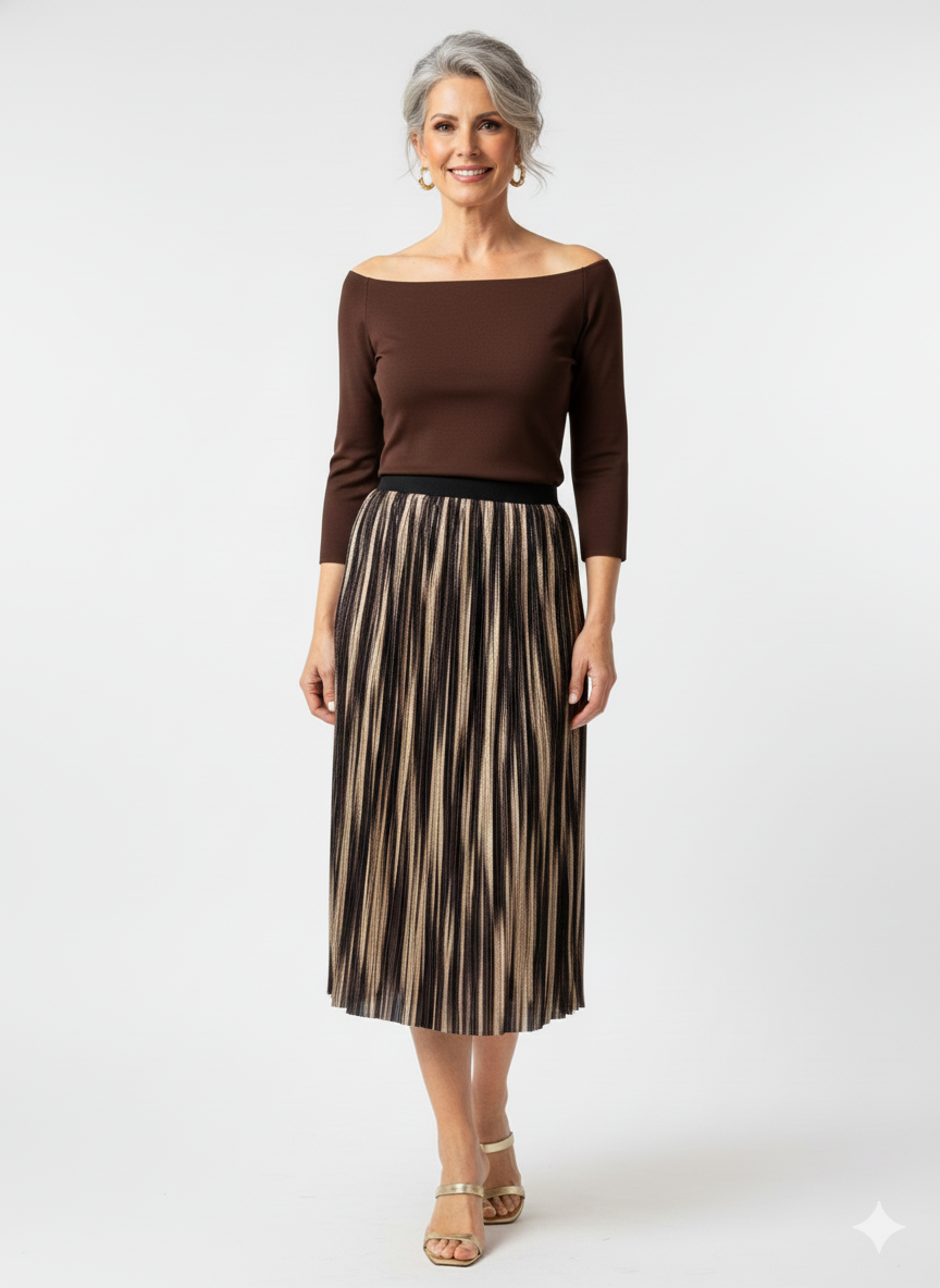 Krissy metallic pleated skirt